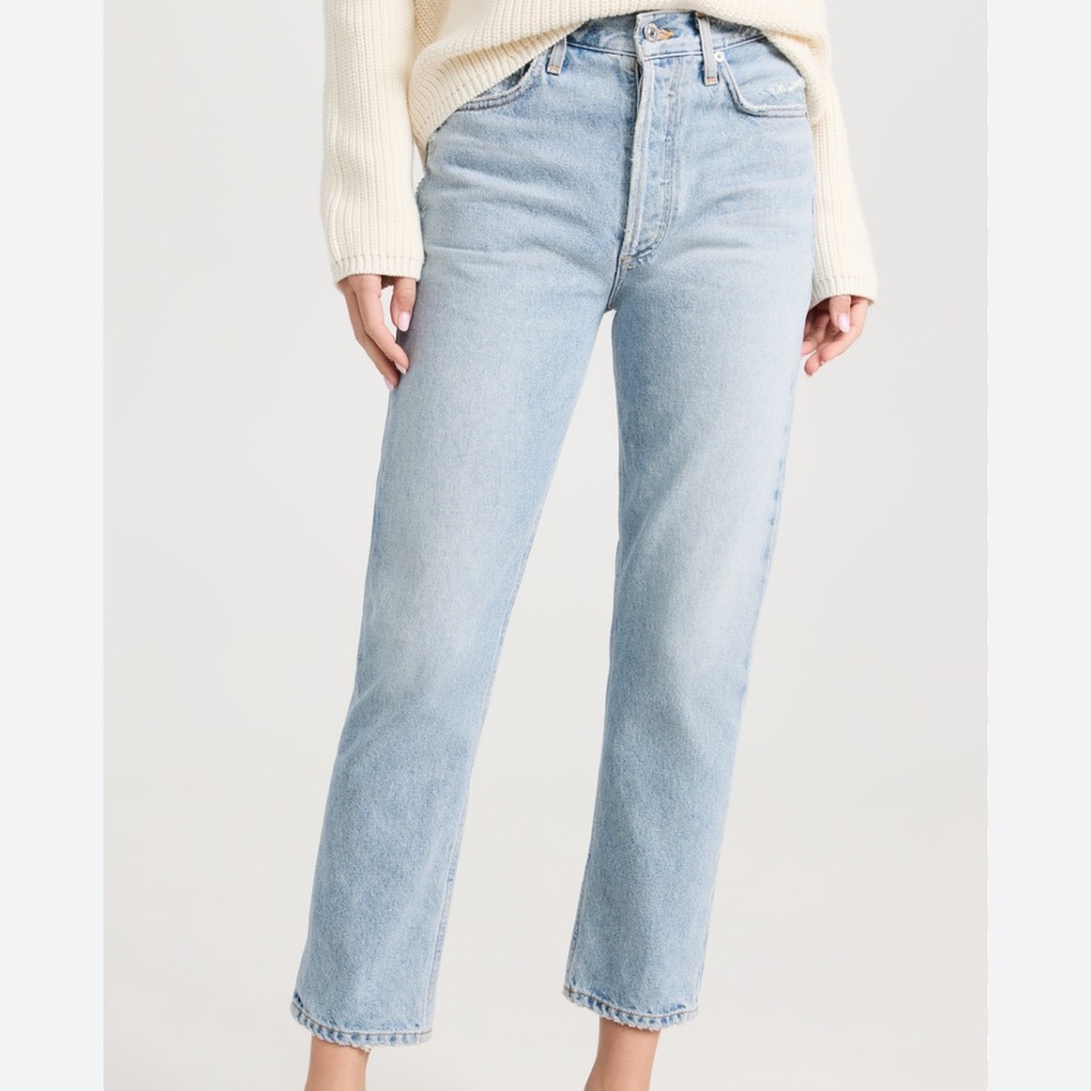 Citizens of Humanity Charlotte Crop High-Rise Straight Light Blue Denim Jeans 27